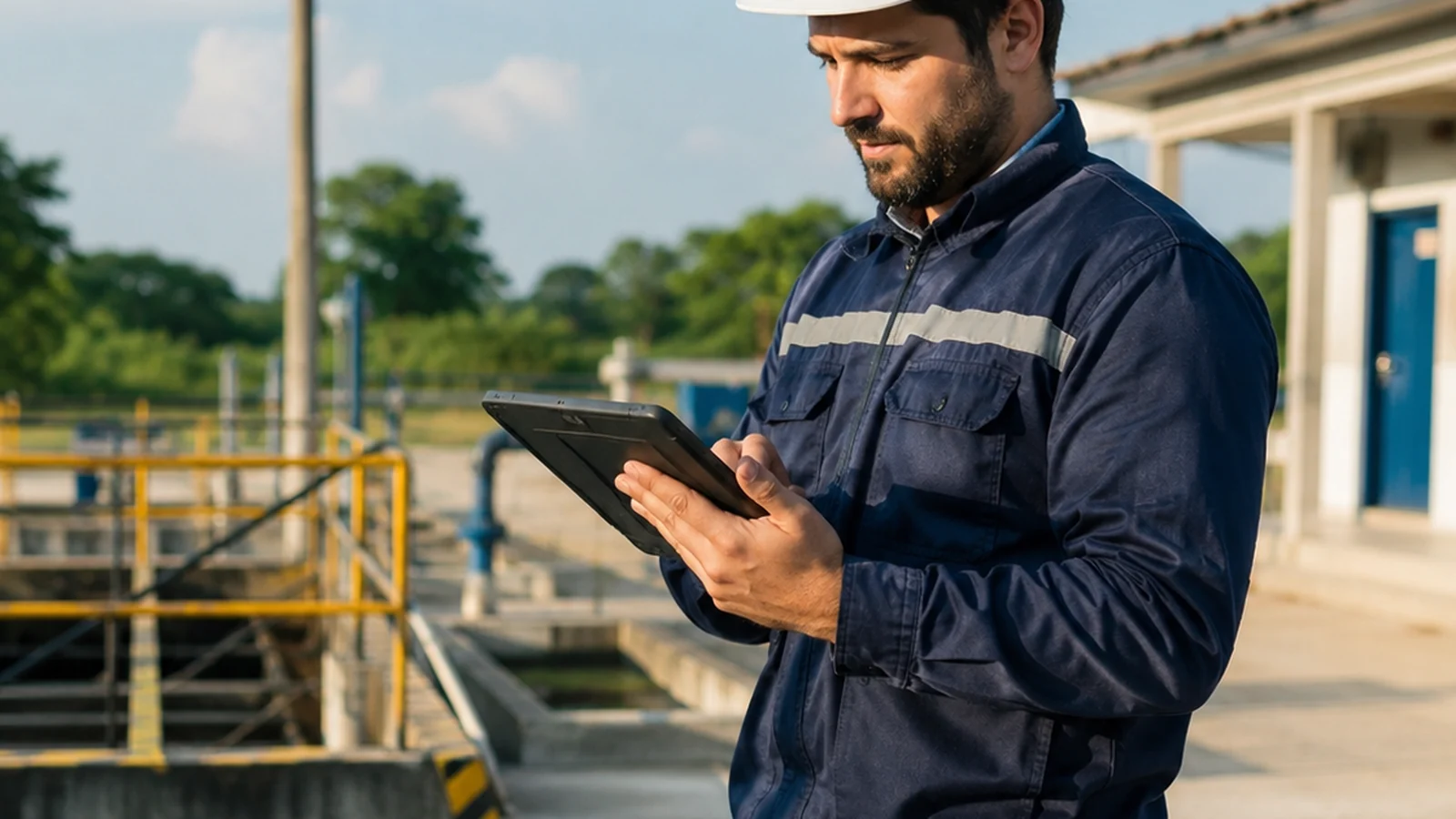 Inspeção e registro de operações técnicas de saneamento em campo